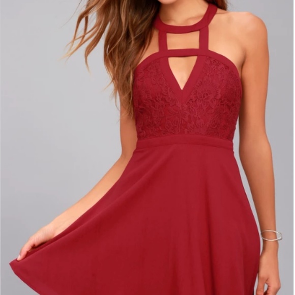 Women's dress red cocktail summer - Picture 2 of 4